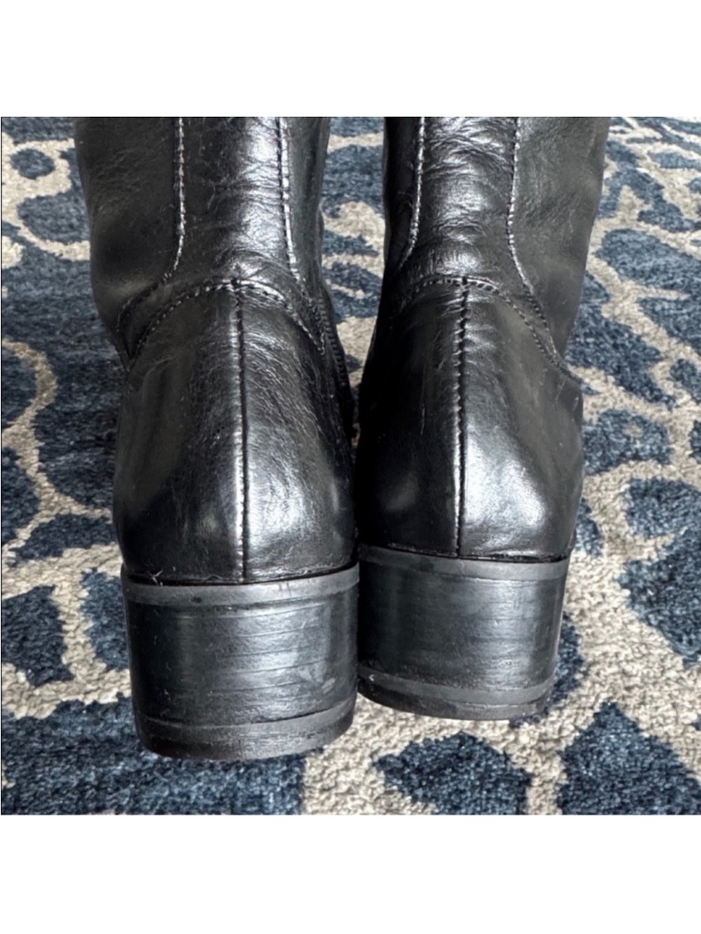 Born Knowl Black Leather Tall Knee High Riding Boots Sz 6 Side Zipper Closure - Picture 6 of 12